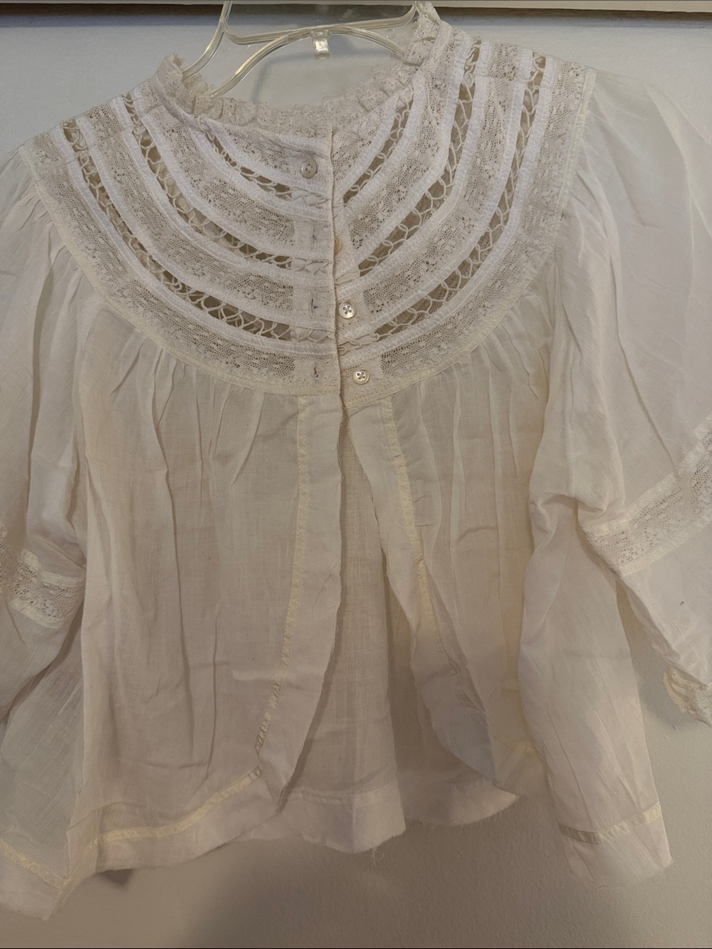 Free People White Lace-Inset Boho Peasant Top - Picture 5 of 5